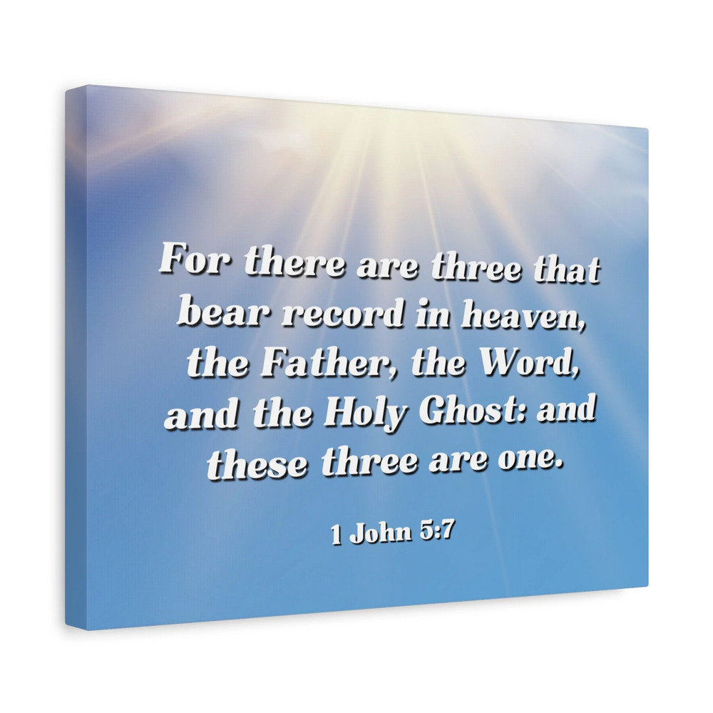 Scripture Canvas Three Are One 1 John 5:7 Christian Wall Art Bible Verse Print